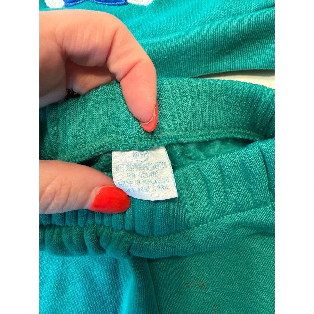 Vintage Little Miracles Teal Football Bear Tracksuit Set 6-9M‎ Sweatshirt Pants